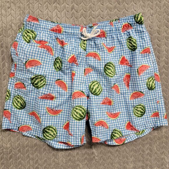 Trunks Swim Shorts Mens XL Blue Red Watermelons Drawstring‎ Lined Surfing - Picture 1 of 11
